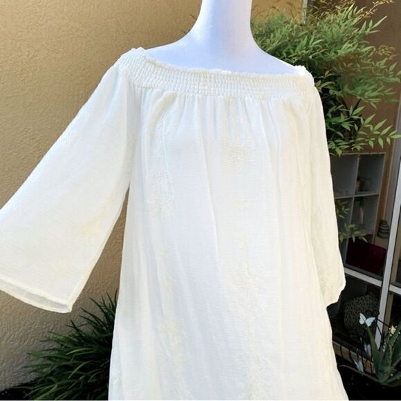 SEQUIN HEARTS OFF WHITE/IVORY WHIMSICAL PRINT OFF THE SHOULDER DRESS NWT - Picture 8 of 17
